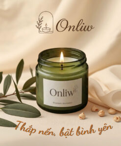 Nến Thơm Cao Cấp Onliw – Thảo Mộc & Thư Giãn (Hũ Thủy Tinh Xanh Rêu) - Việt Hà