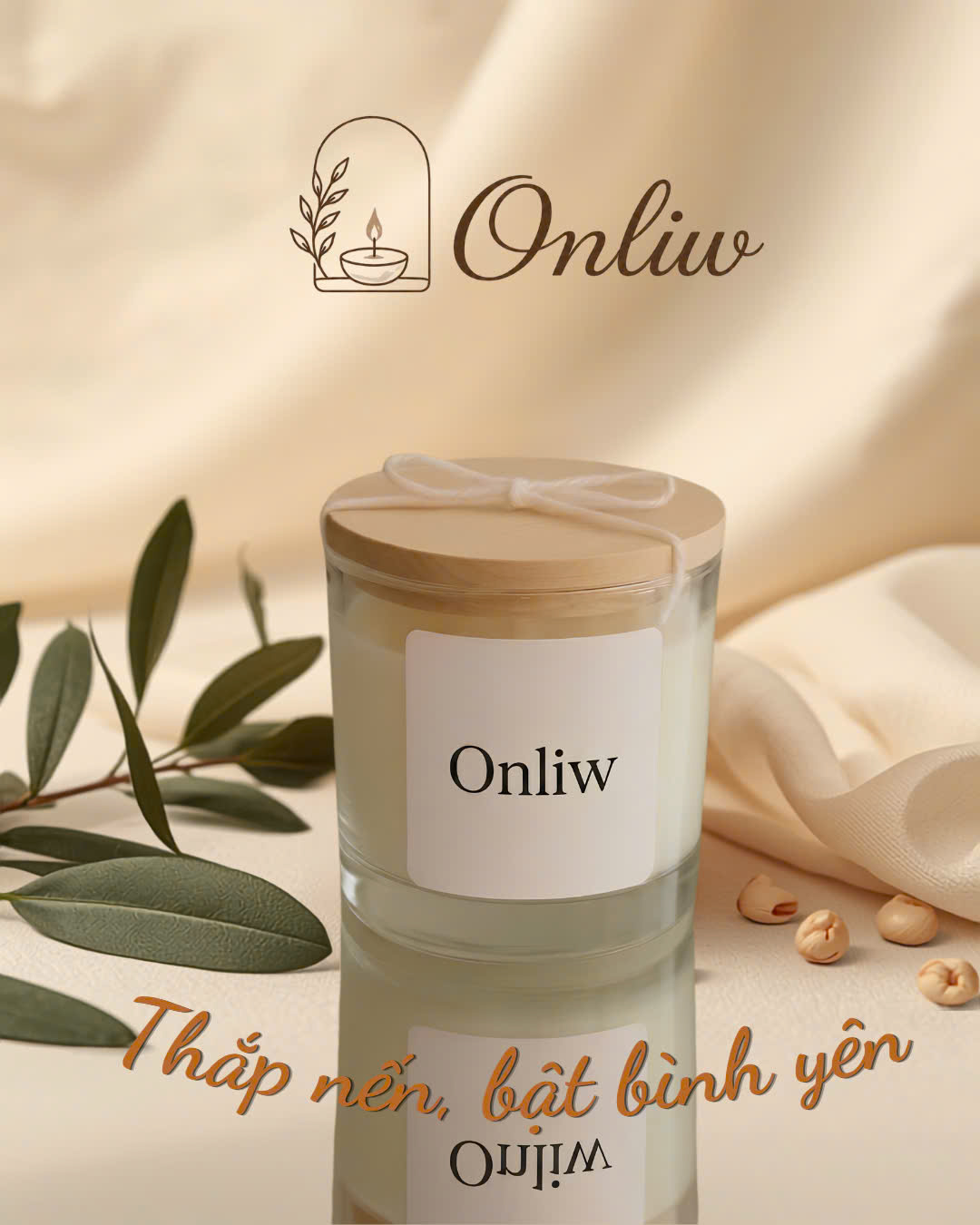 Nến Thơm Cao Cấp Onliw – Hương Vanilla & Gỗ Ấm Thư Giãn - Việt Hà